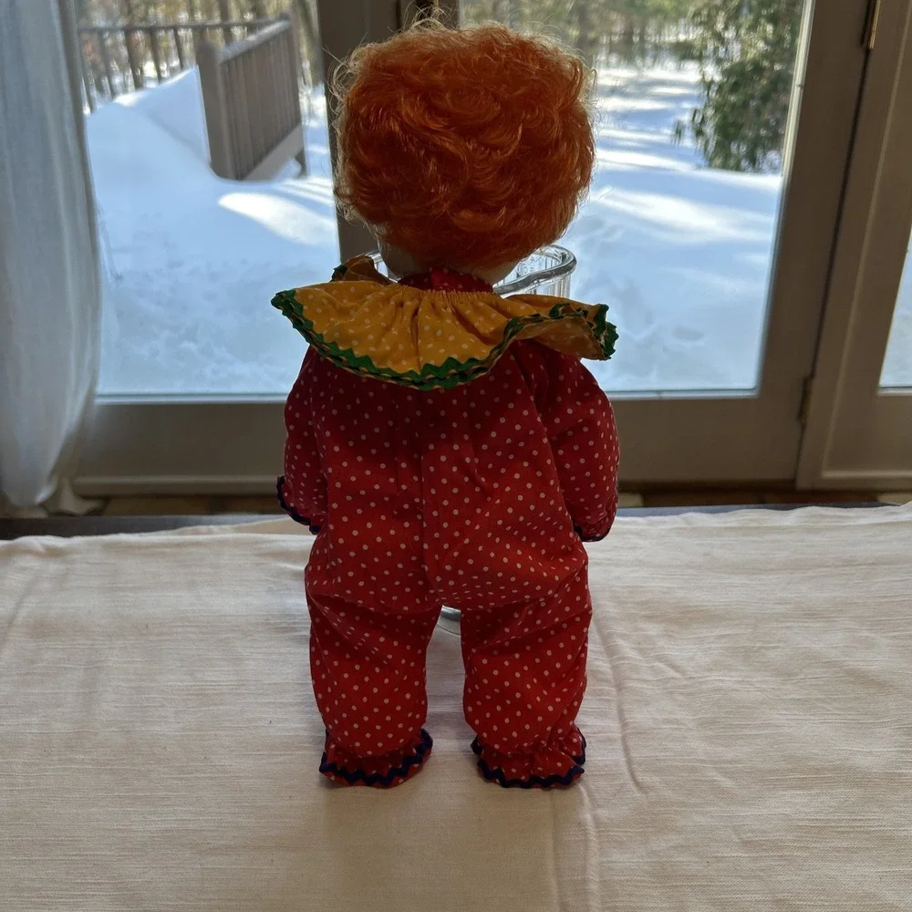 Gatabox Rare Clown Face Baby Doll Soft Body Red Hair 1981